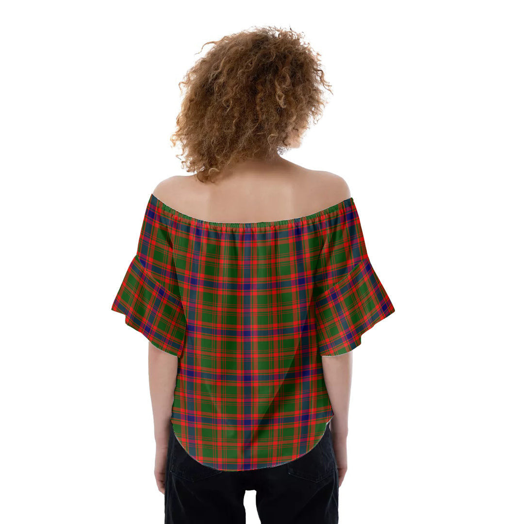 Nithsdale District Tartan Plaid Off-Shoulder Blouse