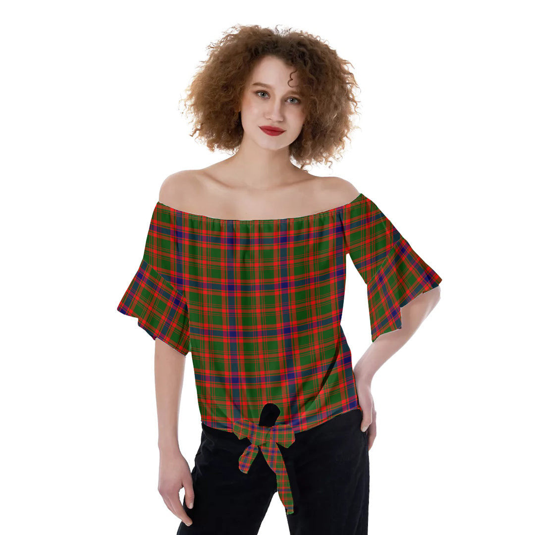 Nithsdale District Tartan Plaid Off-Shoulder Blouse