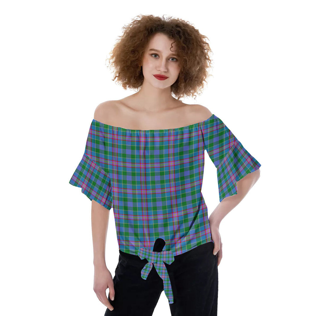 Pitcairn Hunting Tartan Plaid Off-Shoulder Blouse