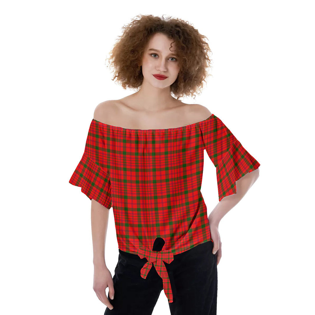 MacDonnell of Keppoch Modern Tartan Plaid Off-Shoulder Blouse