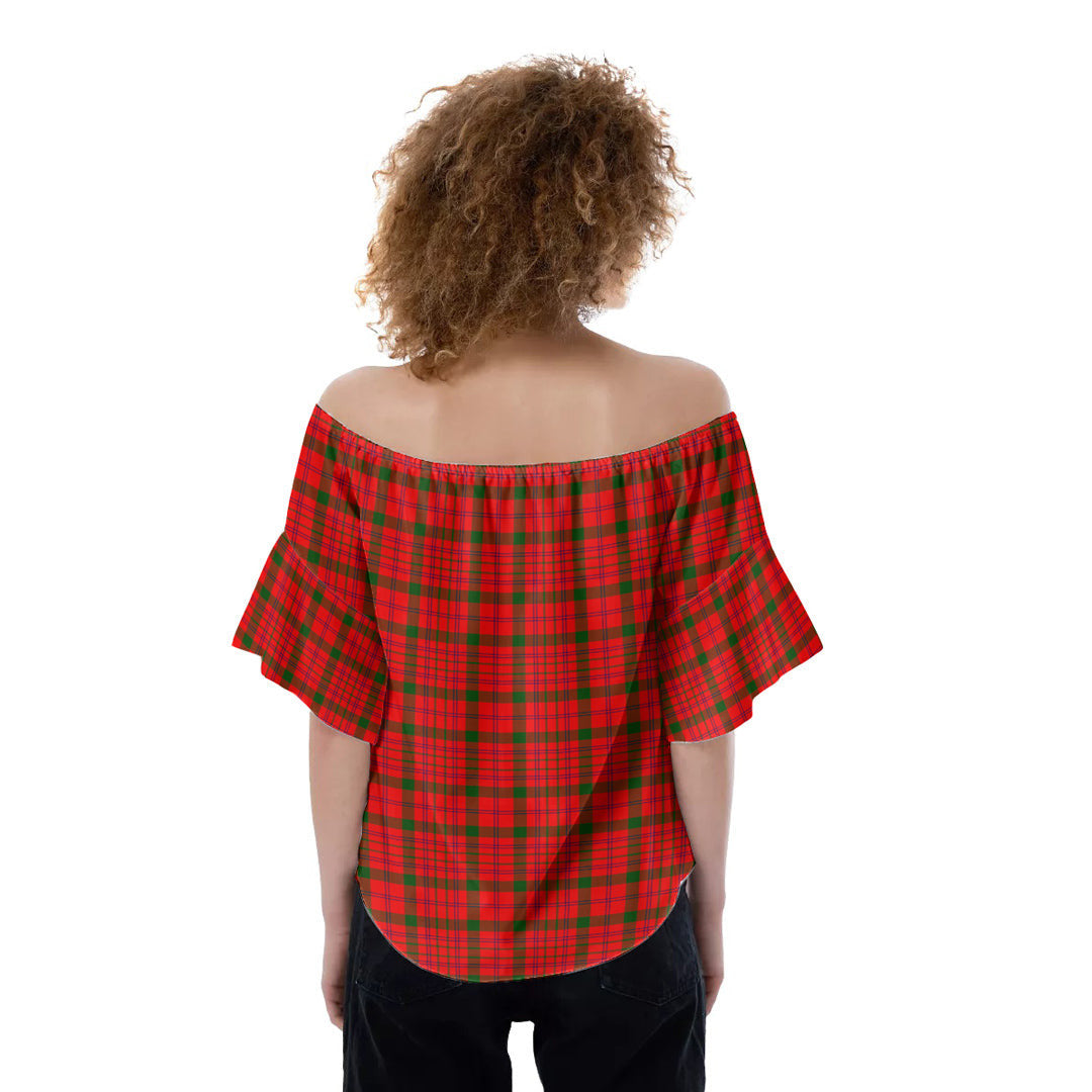 MacDonnell of Keppoch Modern Tartan Plaid Off-Shoulder Blouse