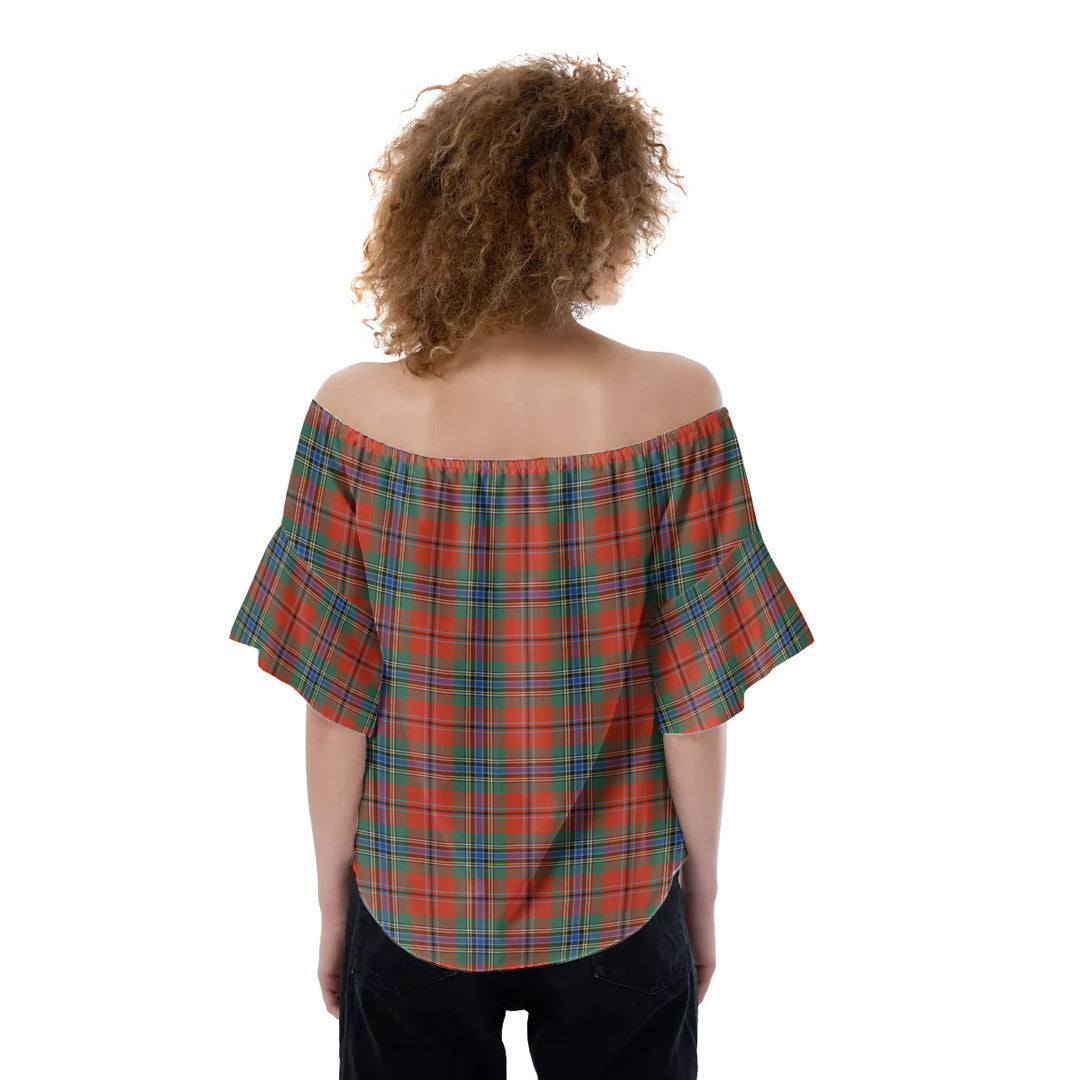 MacLean of Duart Ancient Tartan Plaid Off-Shoulder Blouse