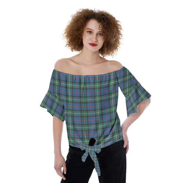 MacPhail Hunting Ancient Tartan Plaid Off-Shoulder Blouse