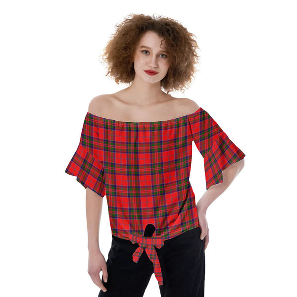 MacGillivray Modern Tartan Plaid Off-Shoulder Blouse