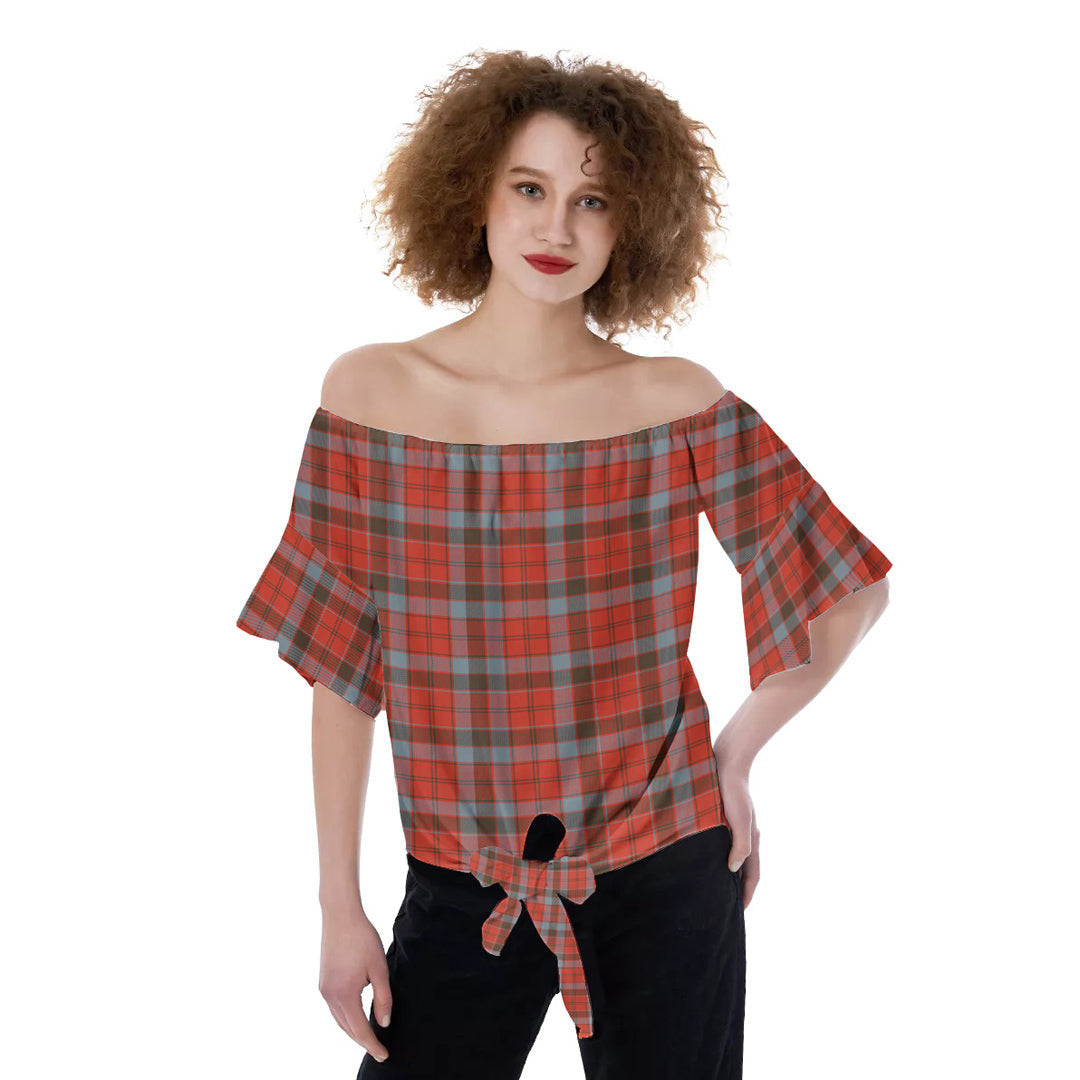 Robertson Weathered Tartan Plaid Off-Shoulder Blouse