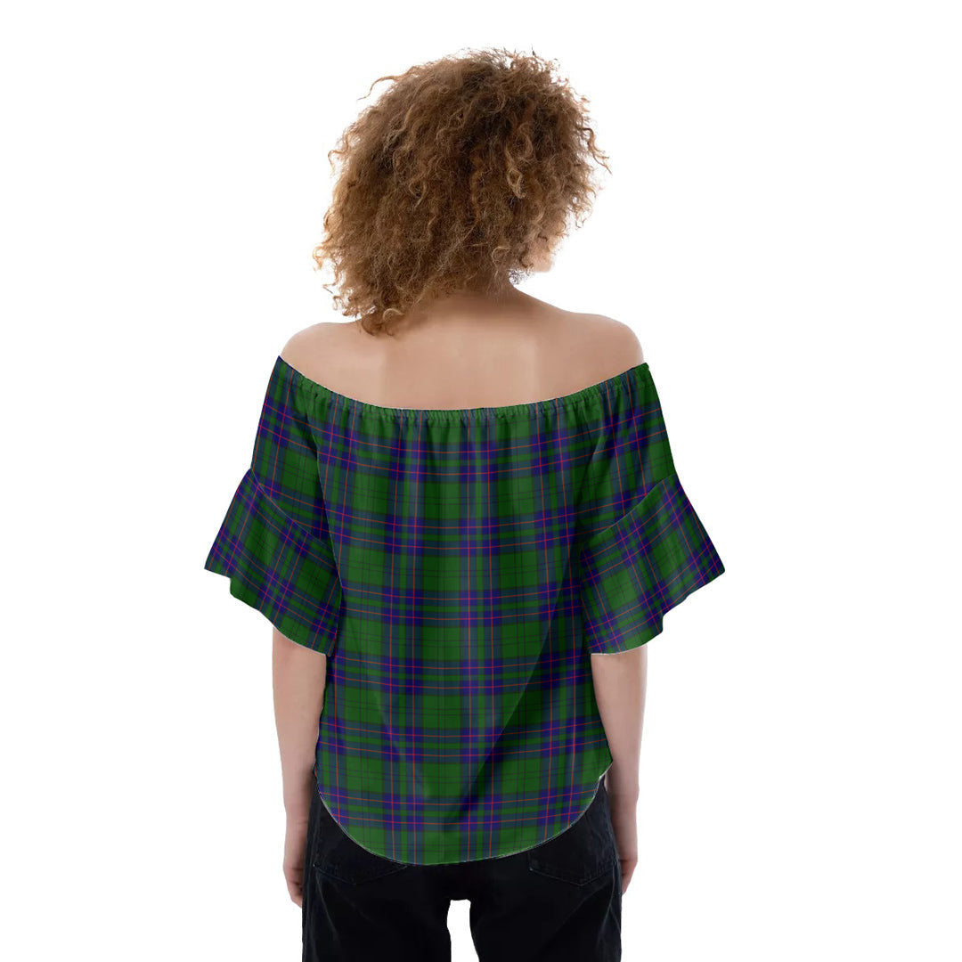 Lockhart Modern Tartan Plaid Off-Shoulder Blouse