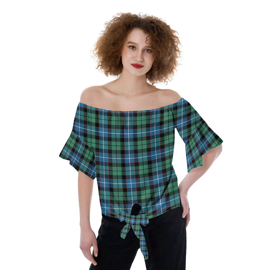 Galbraith Ancient Tartan Plaid Off-Shoulder Blouse