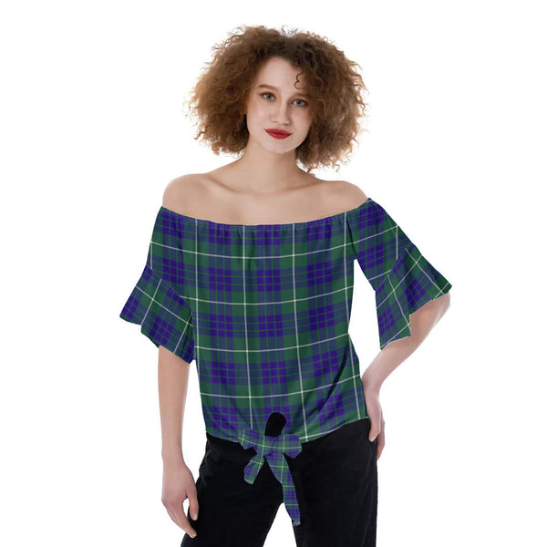 Hamilton Hunting Modern Tartan Plaid Off-Shoulder Blouse