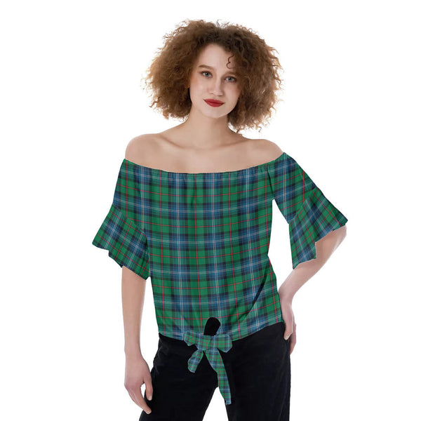 Urquhart Ancient Tartan Plaid Off-Shoulder Blouse