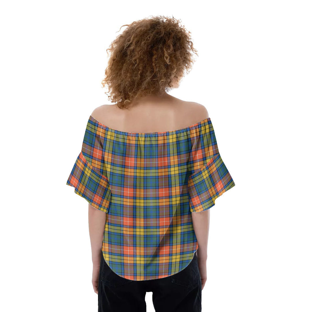 Buchanan Ancient Tartan Plaid Off-Shoulder Blouse