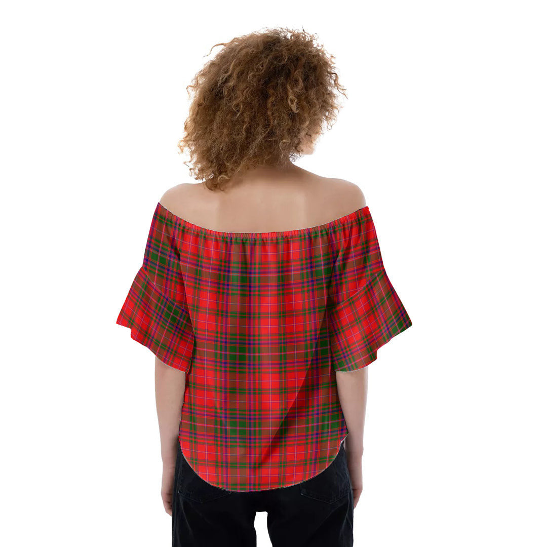 MacDougall Modern Tartan Plaid Off-Shoulder Blouse