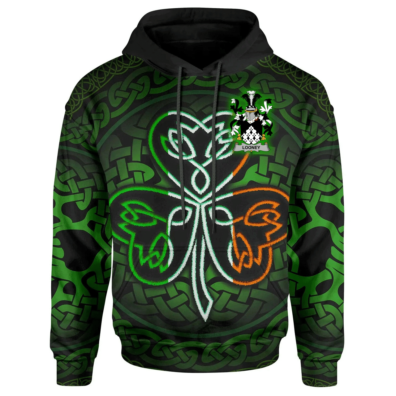 Ireland Hoodie -Looney or O'Lunney Irish Celtic Shamrock