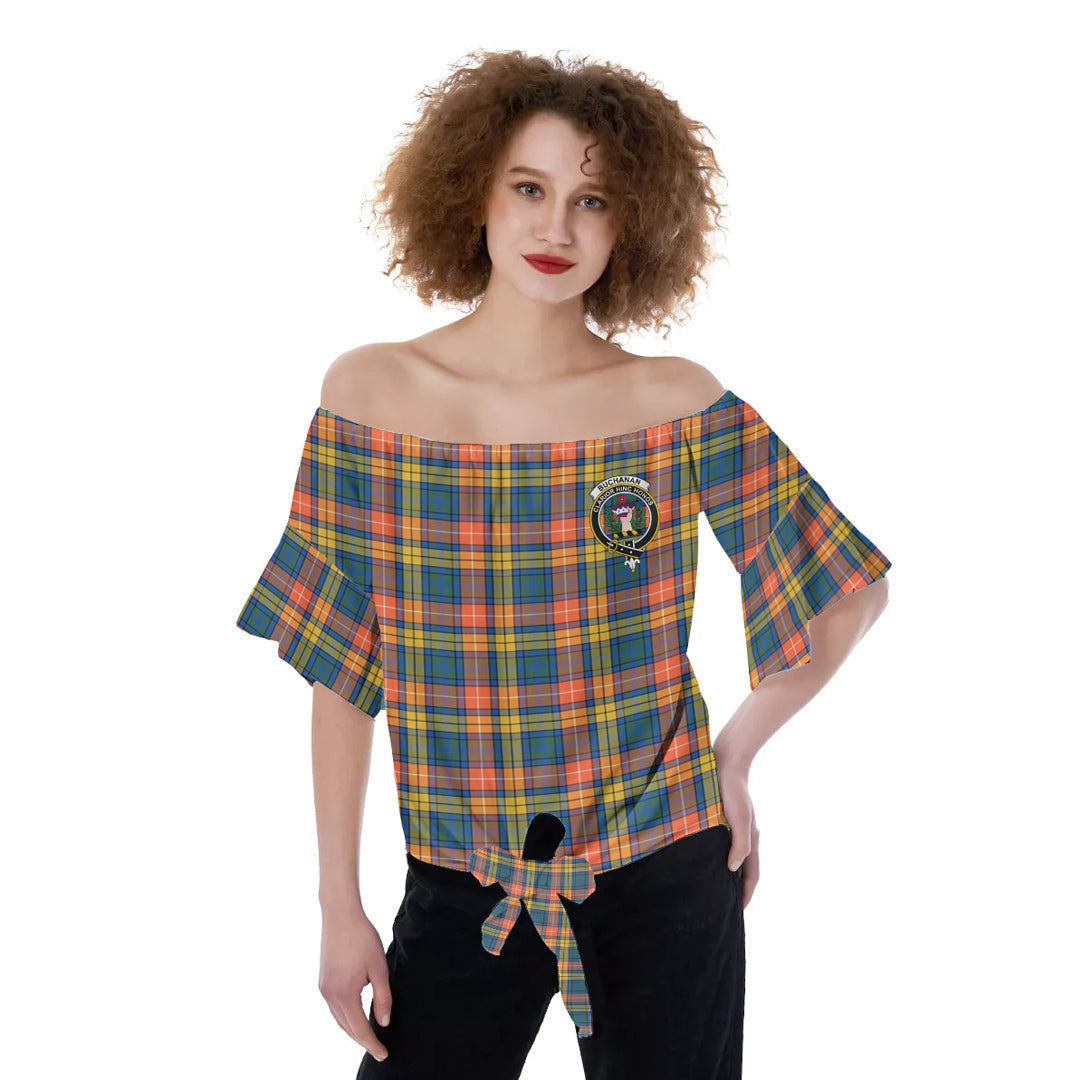 Buchanan Ancient Tartan Crest Off-Shoulder Blouse