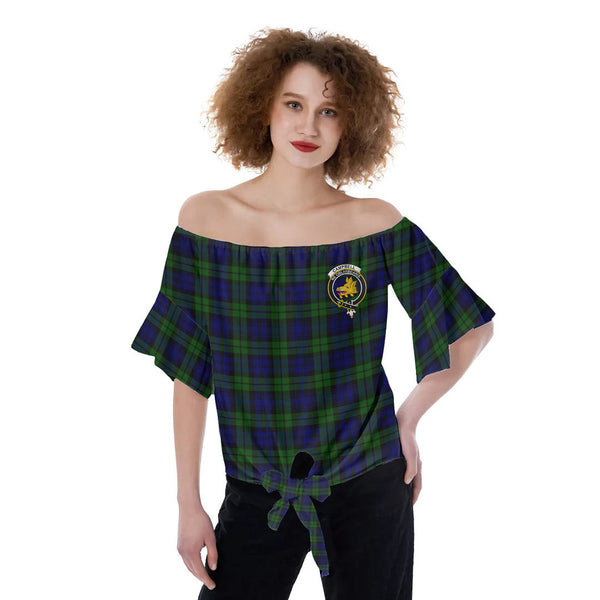 Campbell Modern Tartan Crest Off-Shoulder Blouse