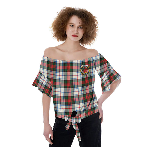 MacDuff Dress Modern Tartan Crest Off-Shoulder Blouse