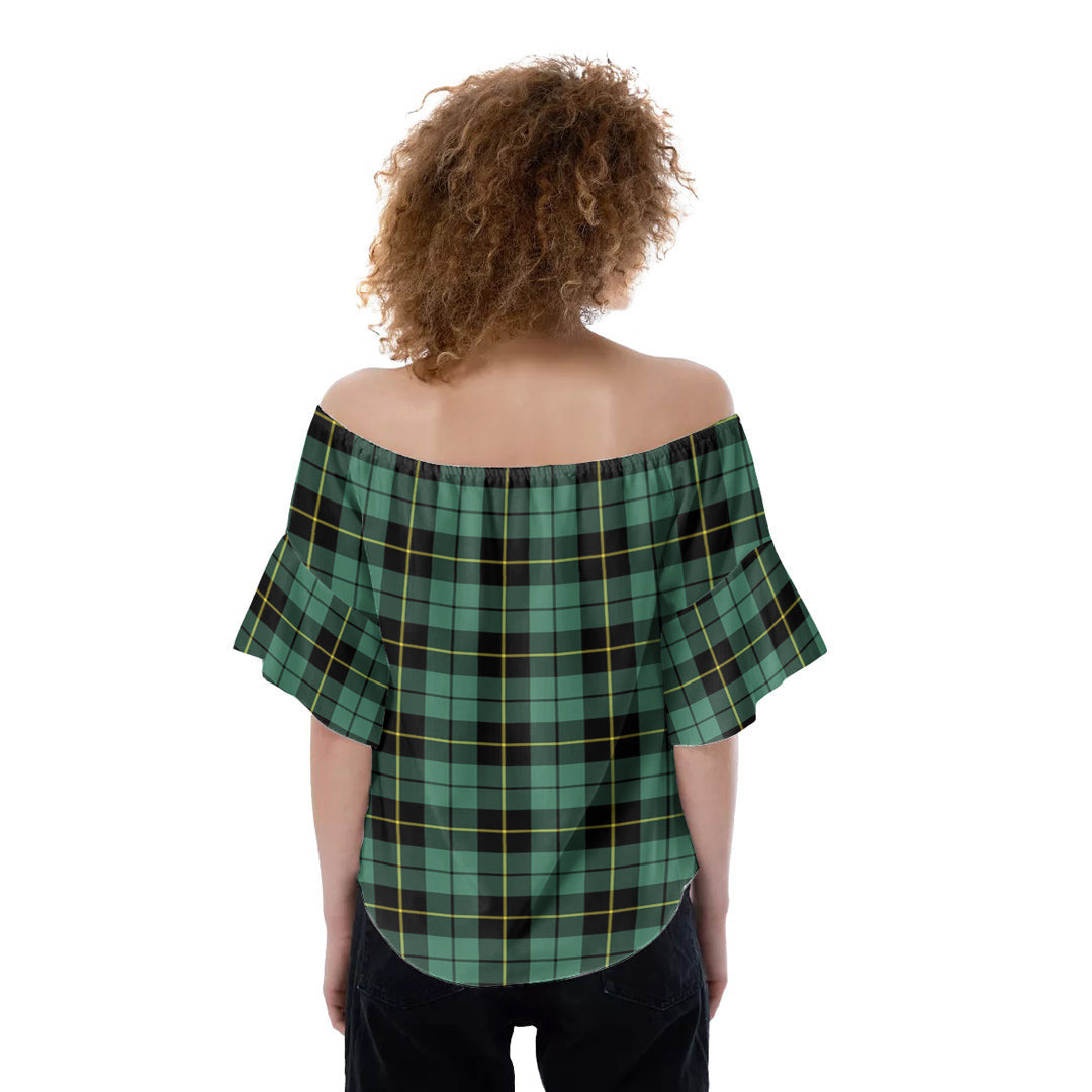 Wallace Hunting Ancient Tartan Crest Off-Shoulder Blouse