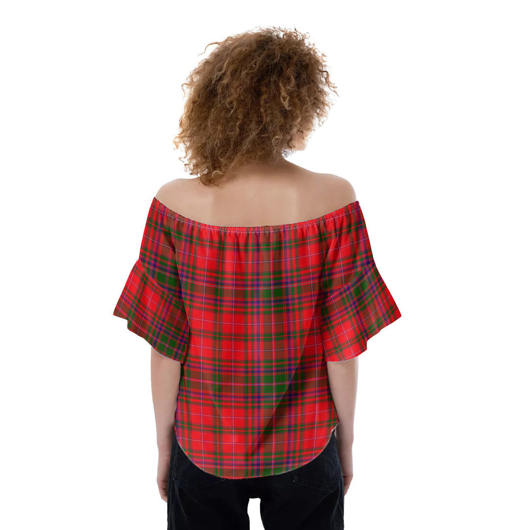 MacDougall Modern Tartan Crest Off-Shoulder Blouse