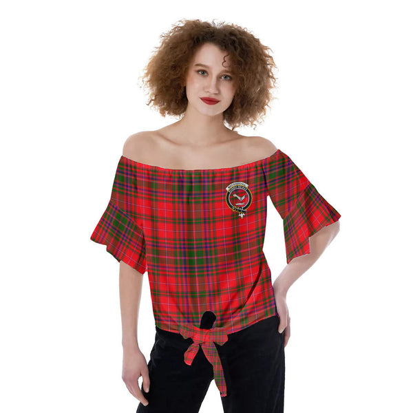 MacDougall Modern Tartan Crest Off-Shoulder Blouse