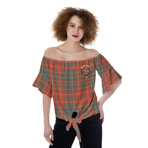 MacDougall Ancient Tartan Crest Off-Shoulder Blouse