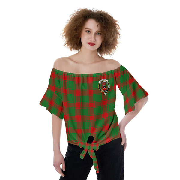 Middleton Modern Tartan Crest Off-Shoulder Blouse