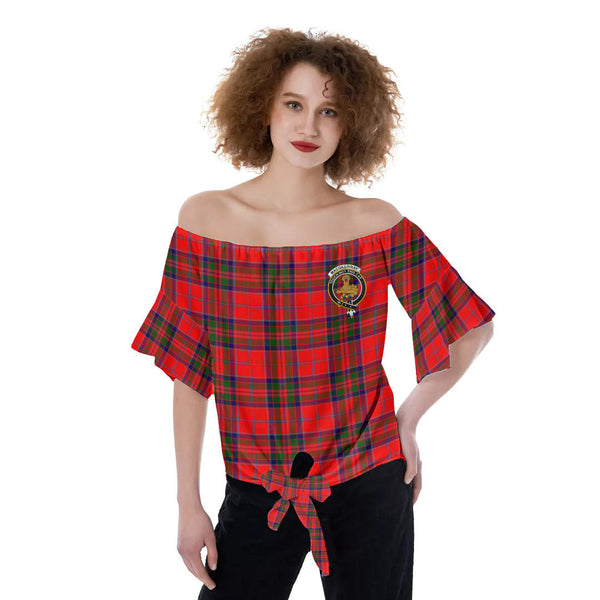 MacGillivray Modern Tartan Crest Off-Shoulder Blouse