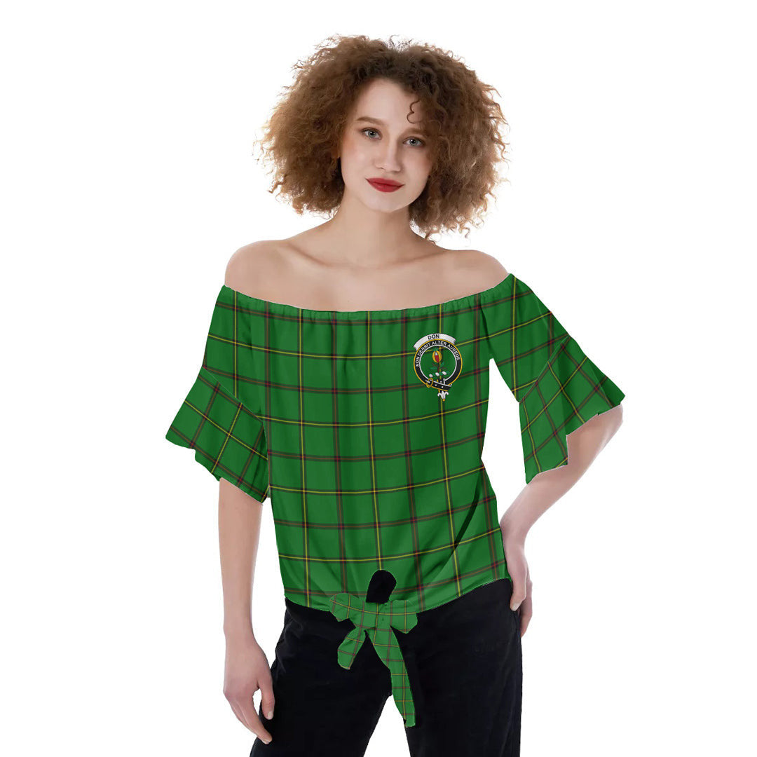 Don _Tribe of Mar Tartan Crest Off-Shoulder Blouse