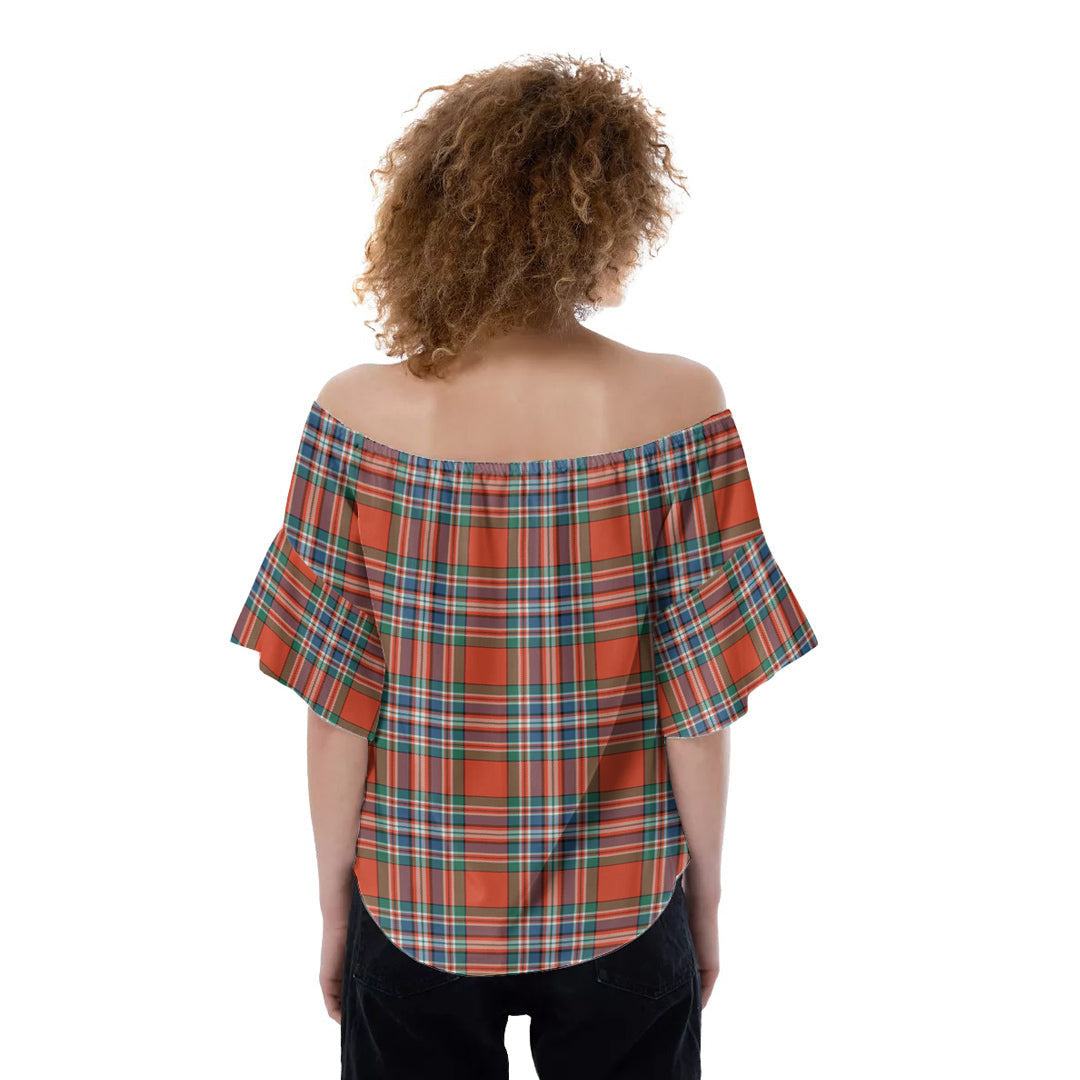 MacFarlane Ancient Tartan Crest Off-Shoulder Blouse