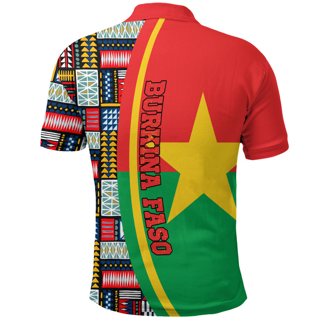 Burkina Faso Flag and Kente Pattern Polo Shirt