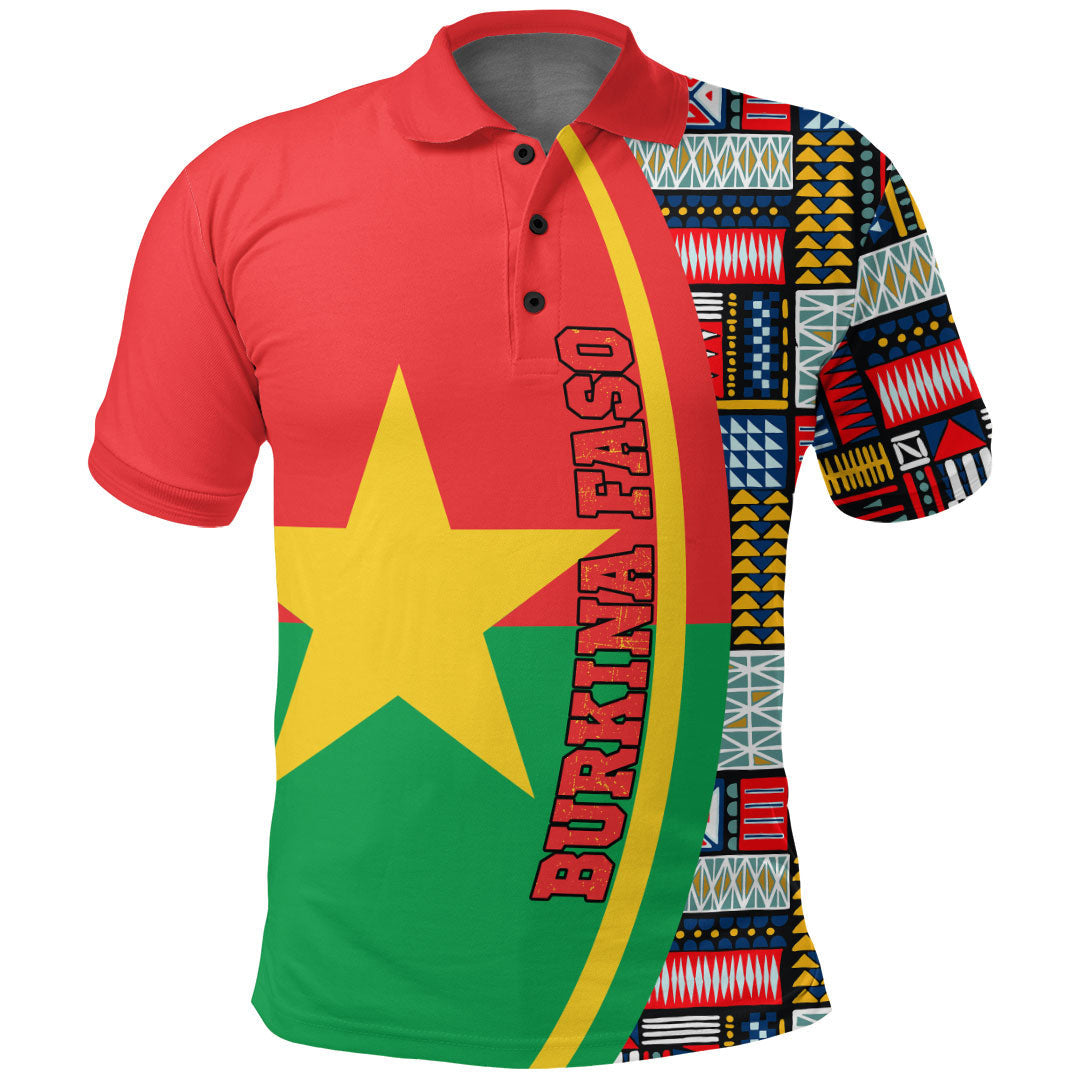 Burkina Faso Flag and Kente Pattern Polo Shirt