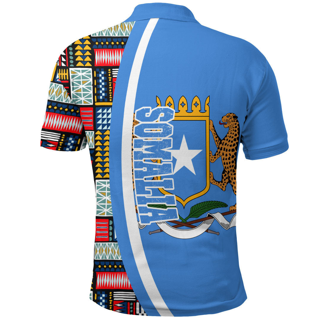 Somalia Flag and Kente Pattern Polo Shirt