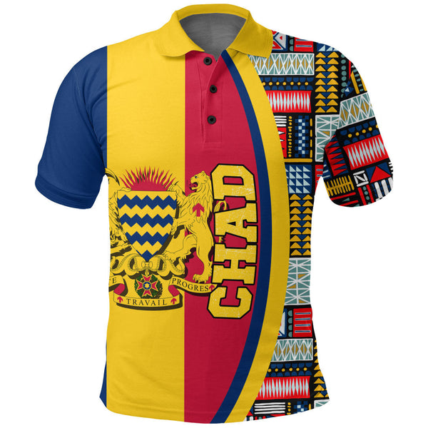 Chad Flag and Kente Pattern Polo Shirt