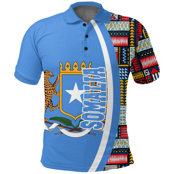 Somalia Flag and Kente Pattern Polo Shirt