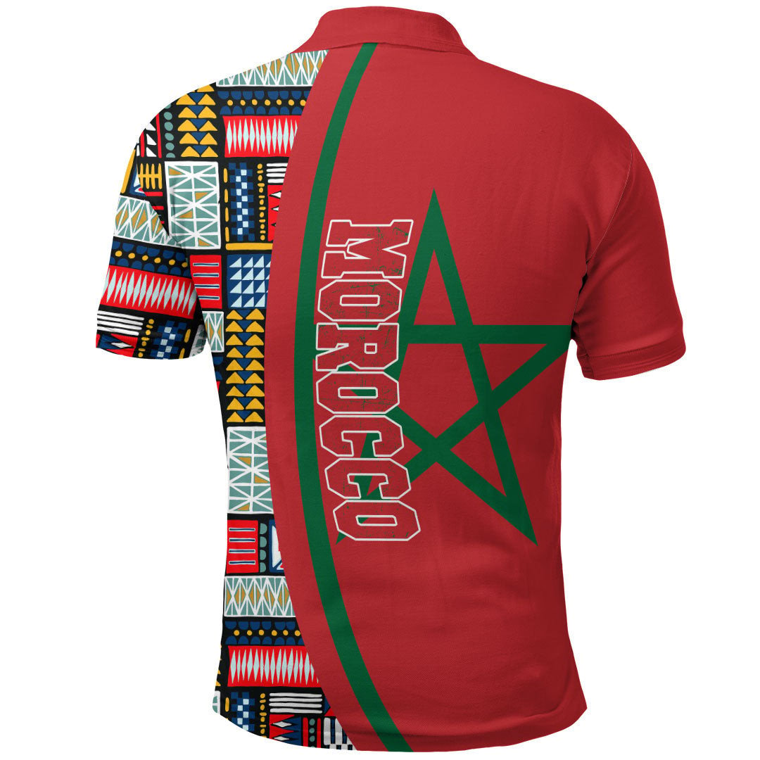 Morocco Flag and Kente Pattern Polo Shirt