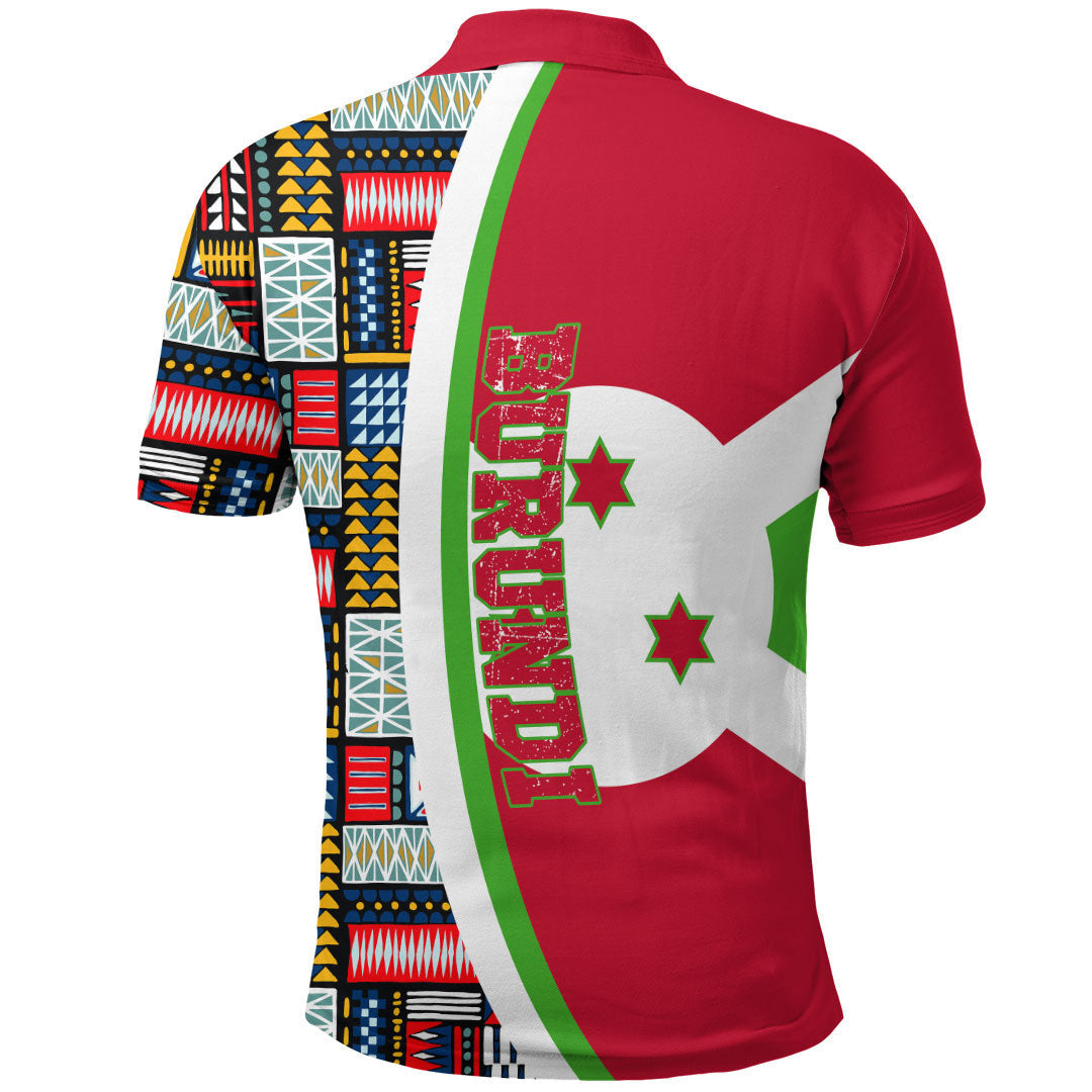 Burundi Flag and Kente Pattern Polo Shirt