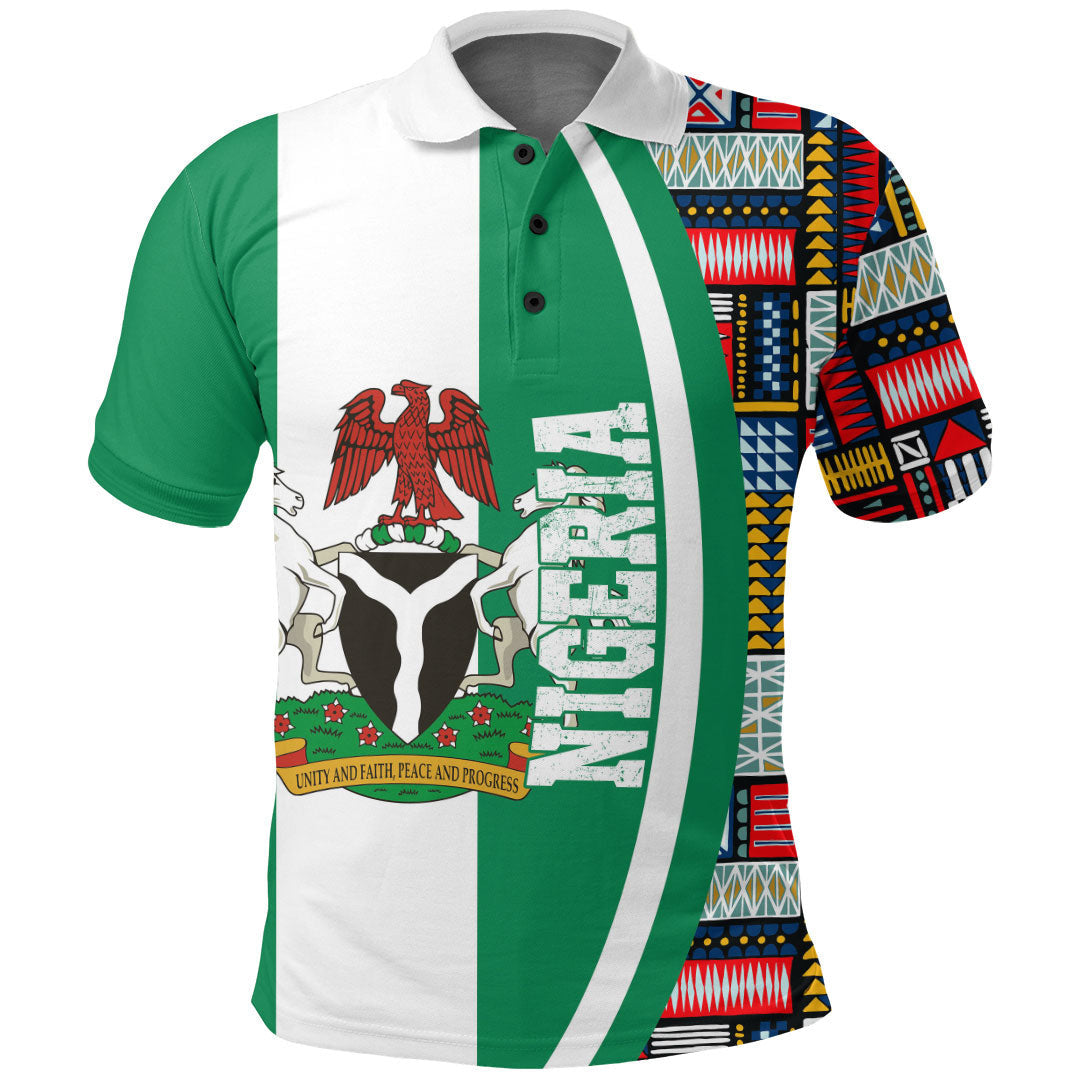 Nigeria Flag and Kente Pattern Polo Shirt