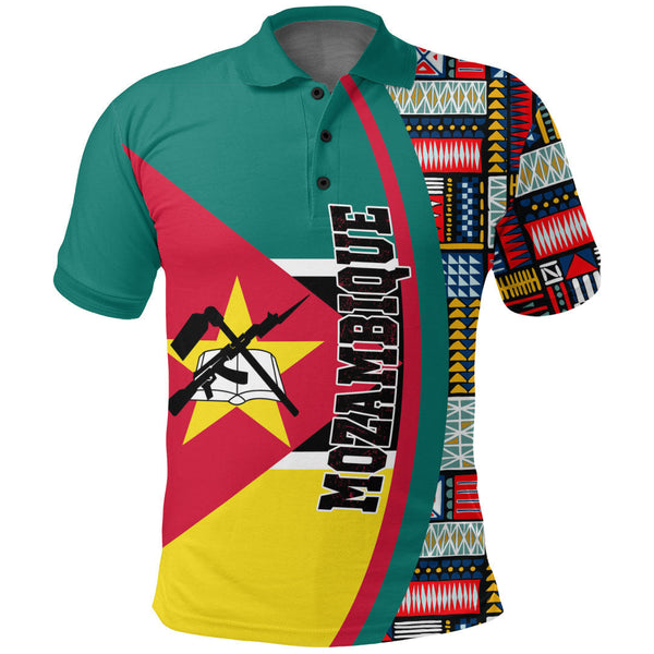 Mozambique Flag and Kente Pattern Polo Shirt