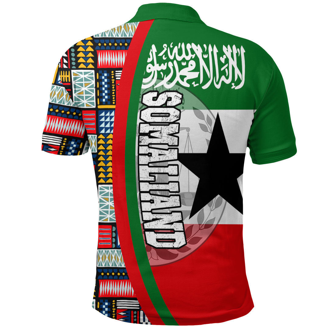 Somaliand Flag and Kente Pattern Polo Shirt