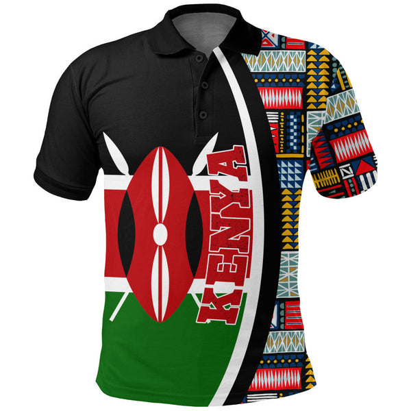 Kenya Flag and Kente Pattern Polo Shirt