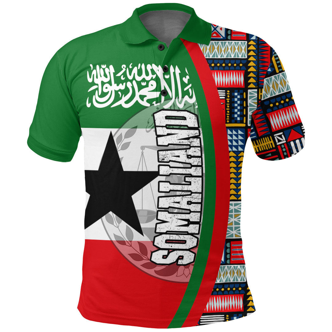 Somaliand Flag and Kente Pattern Polo Shirt