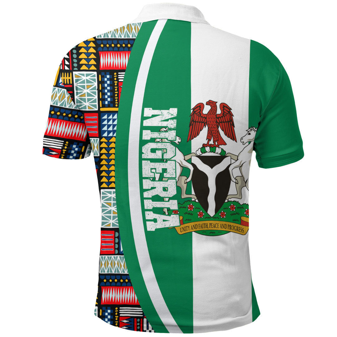 Nigeria Flag and Kente Pattern Polo Shirt