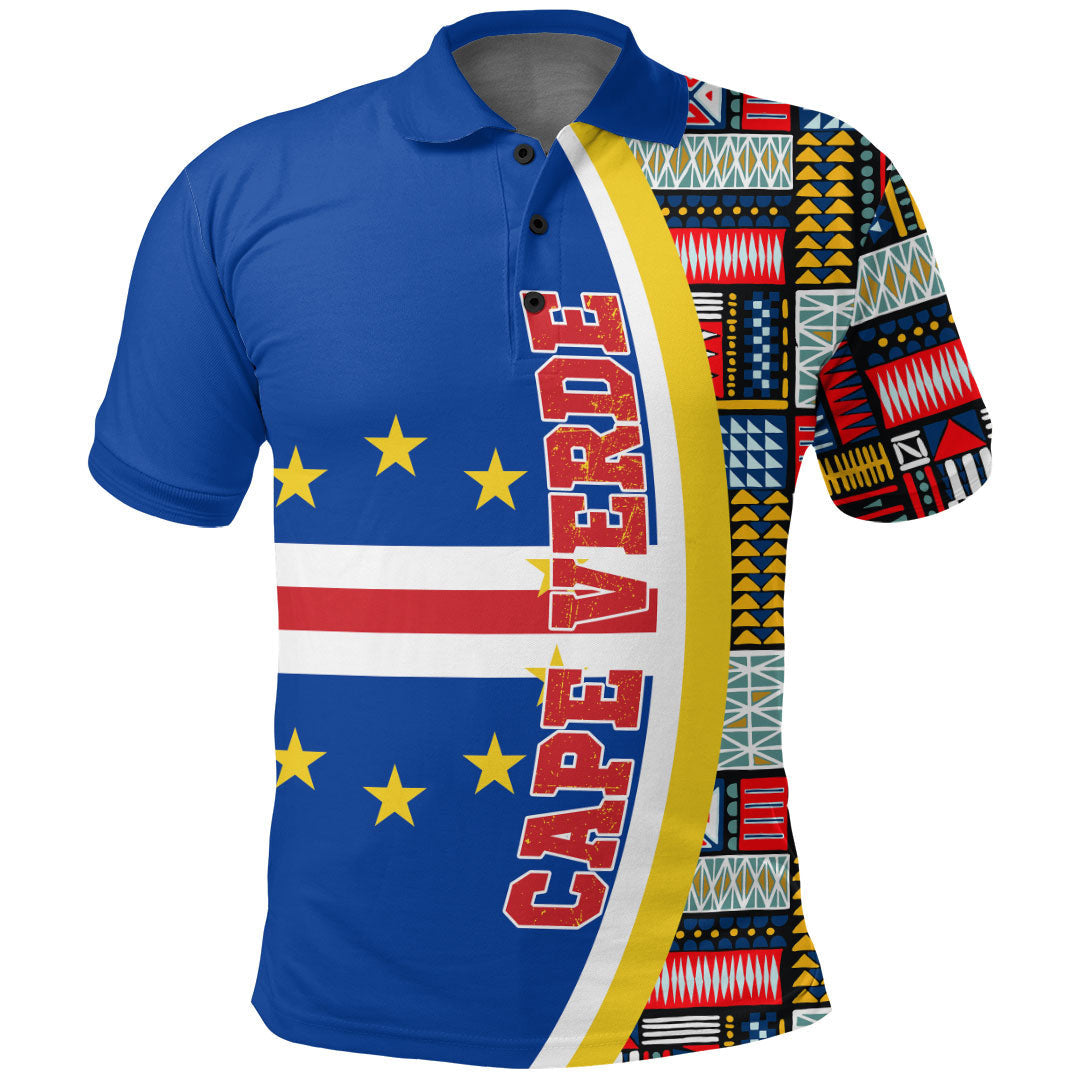 Cape Verde Flag and Kente Pattern Polo Shirt