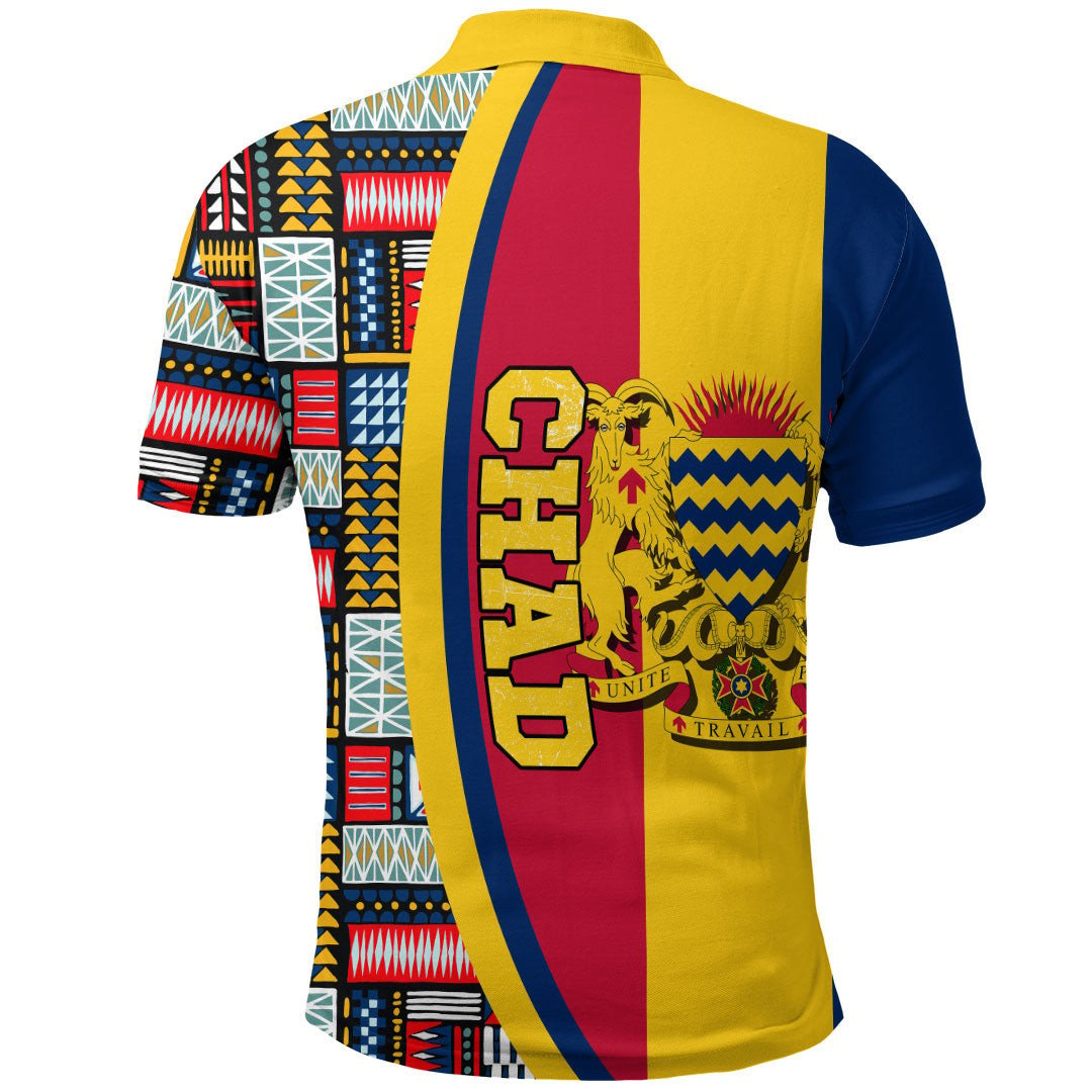 Chad Flag and Kente Pattern Polo Shirt