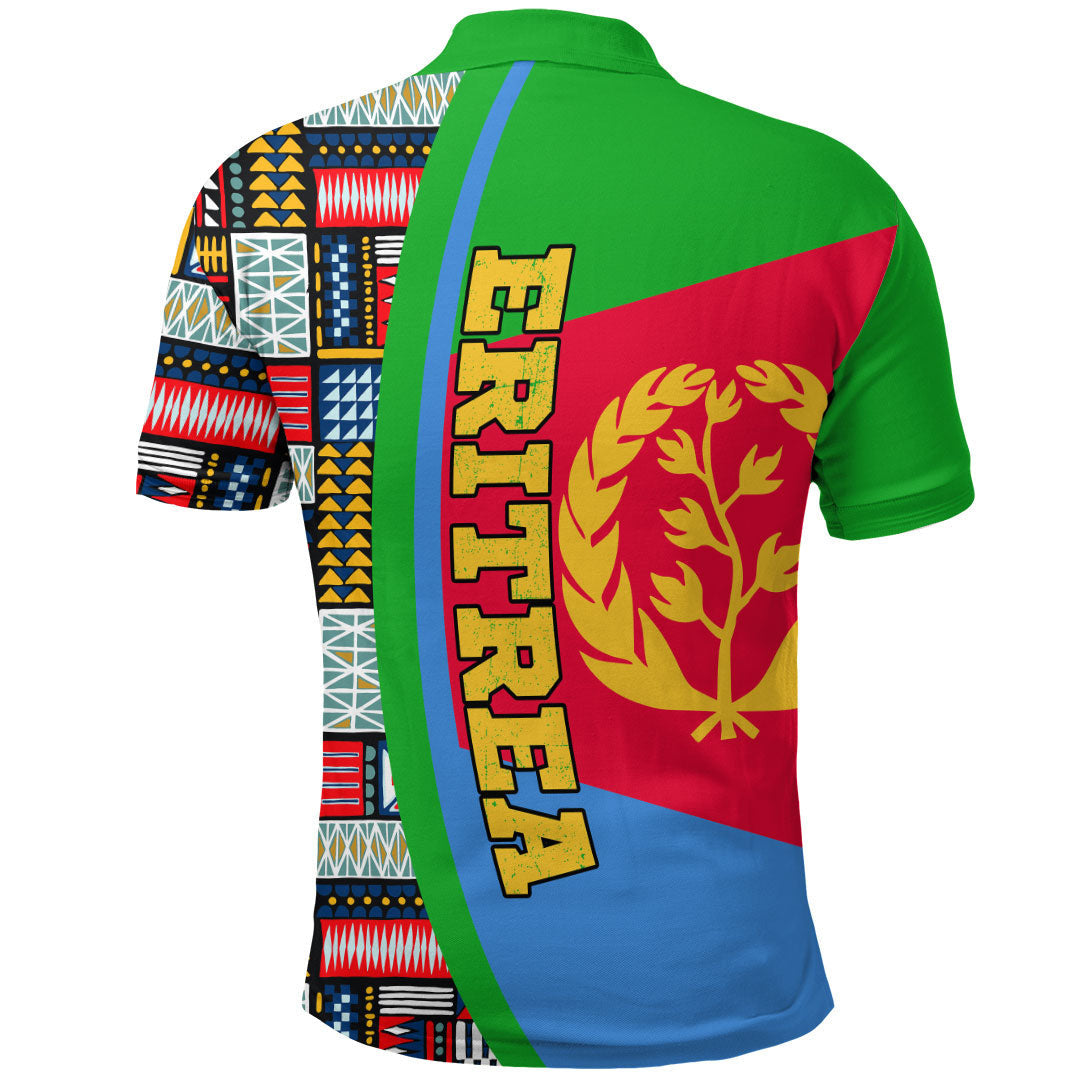 Eritrea Flag and Kente Pattern Polo Shirt