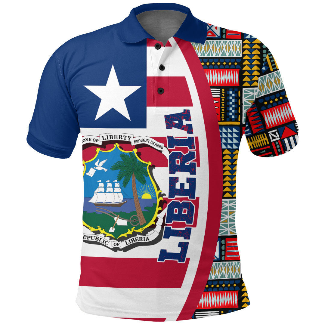 Liberia Flag and Kente Pattern Polo Shirt