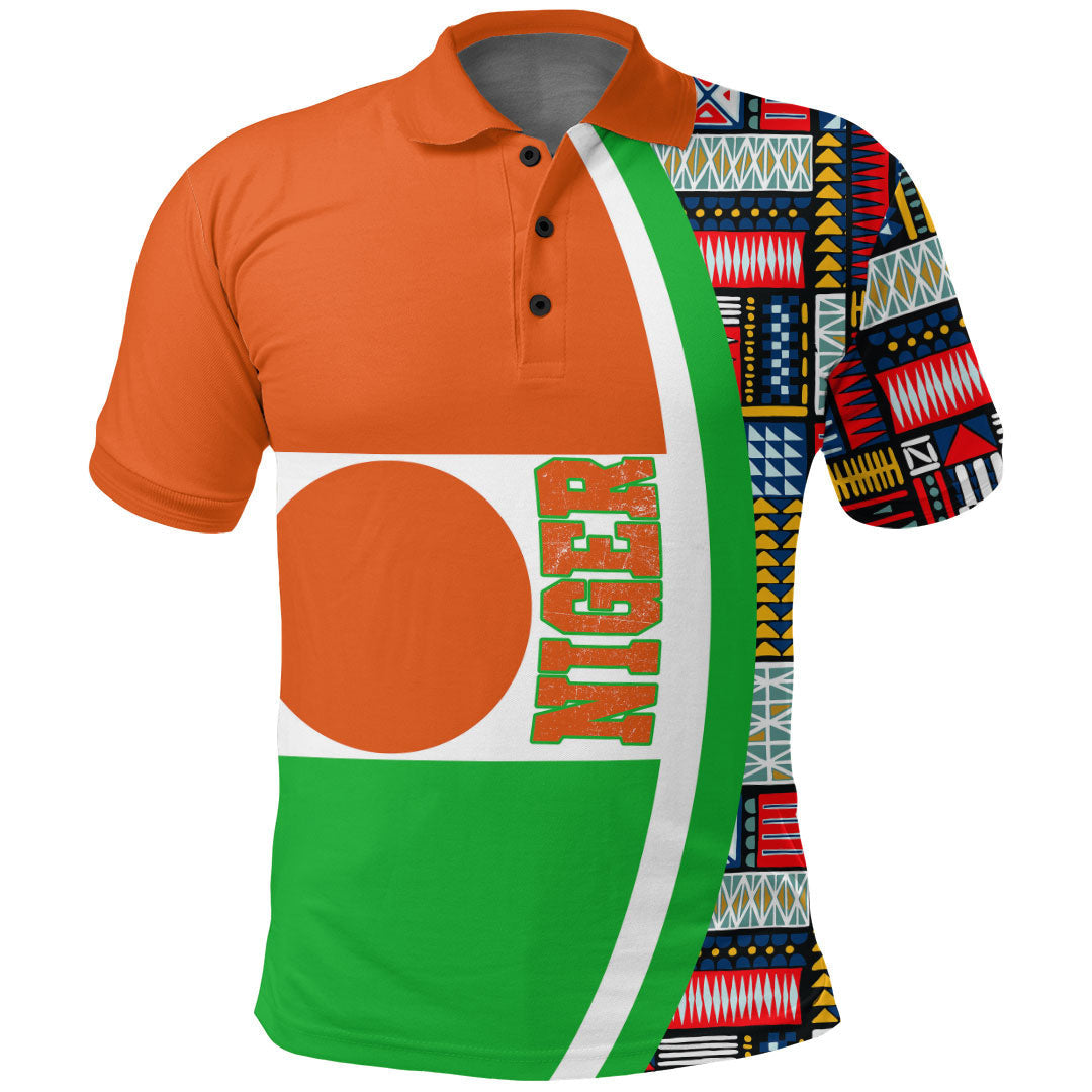 Niger Flag and Kente Pattern Polo Shirt