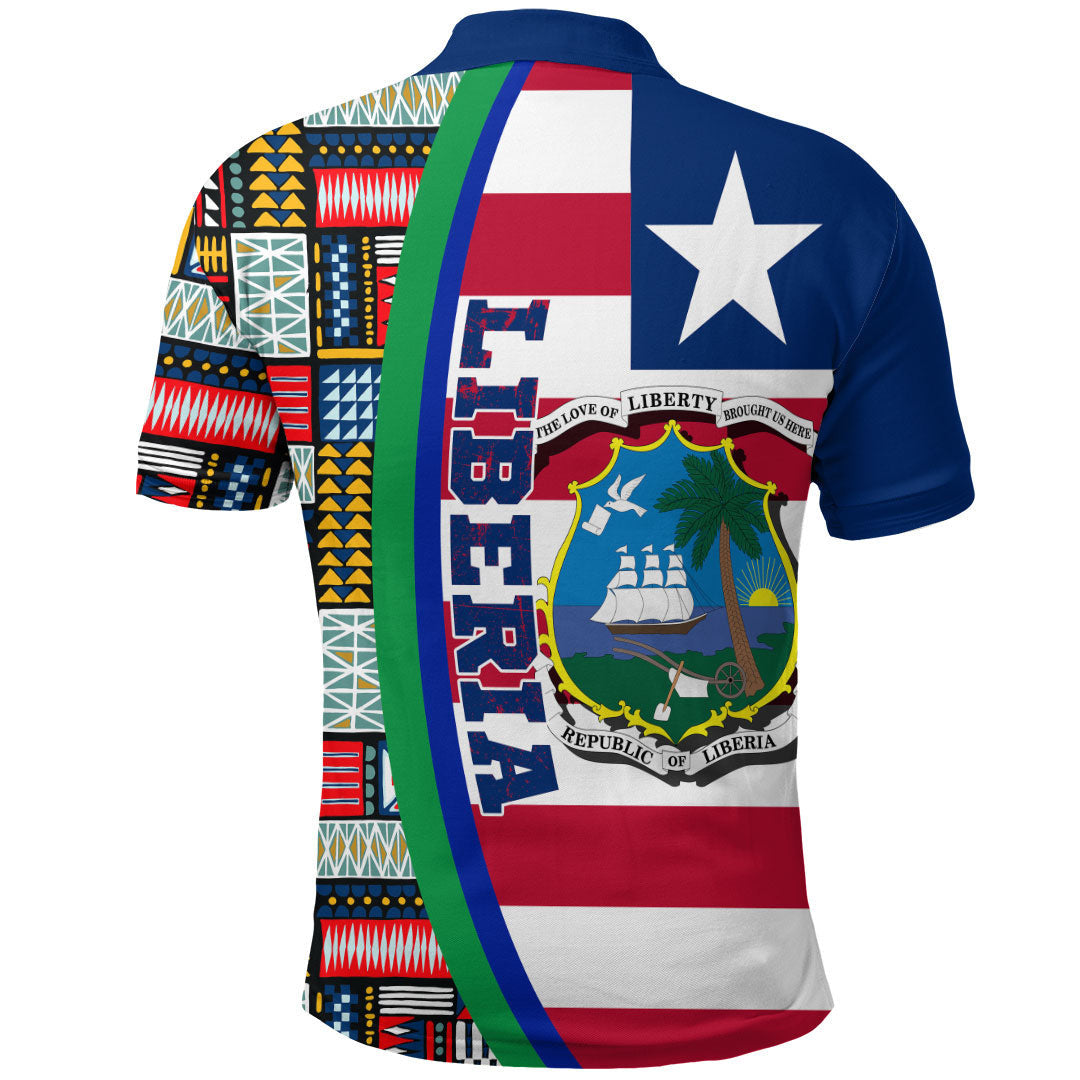 Liberia Flag and Kente Pattern Polo Shirt