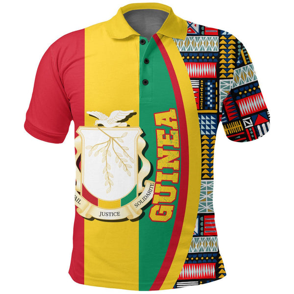 Guinea Bissau Flag and Kente Pattern Polo Shirt