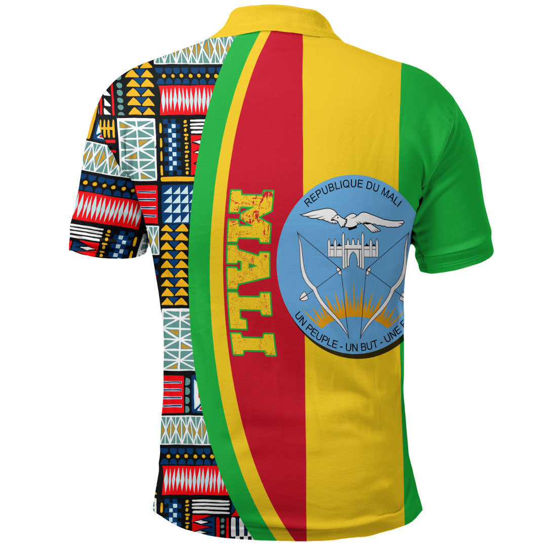 Mali Flag and Kente Pattern Polo Shirt