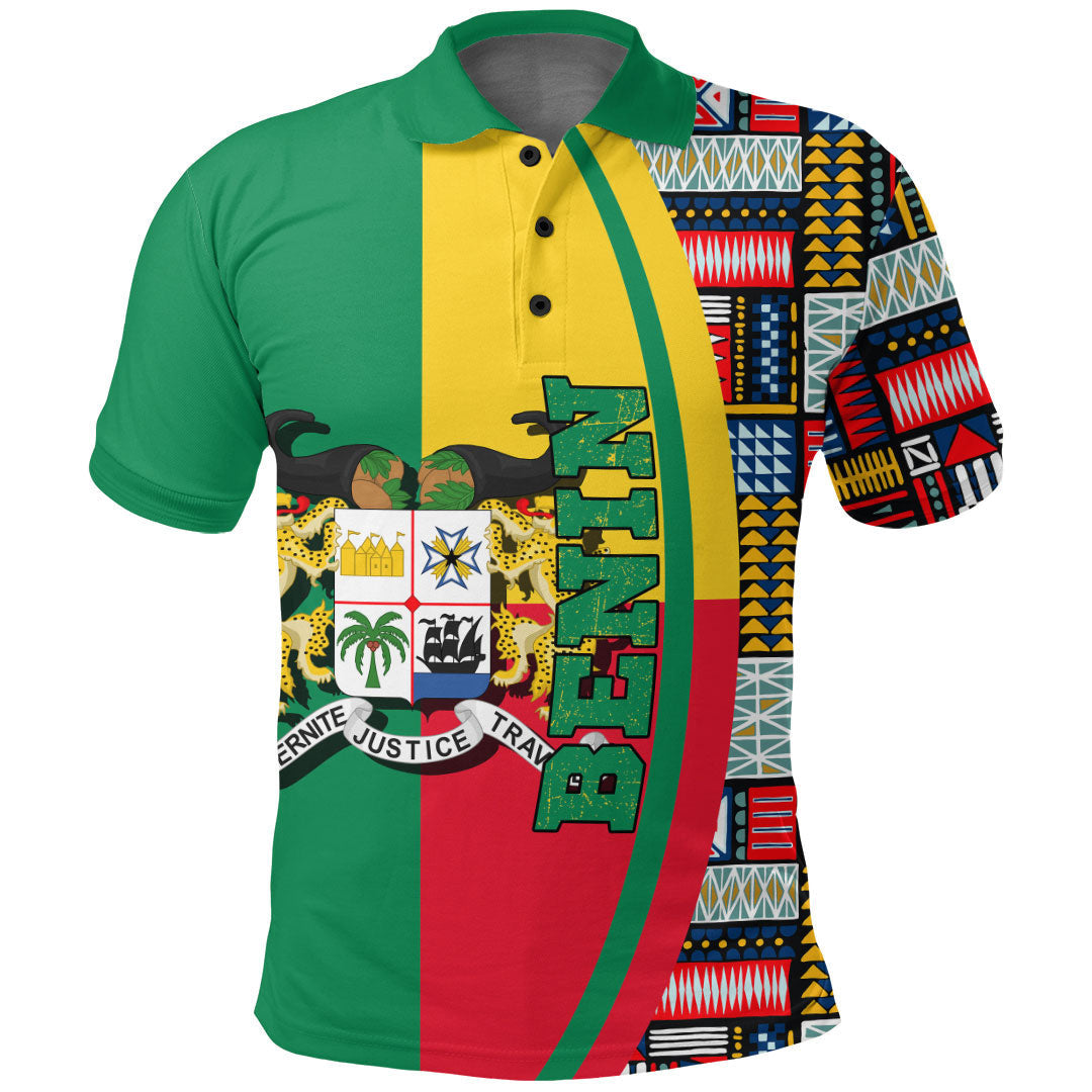 Benin Flag and Kente Pattern Polo Shirt