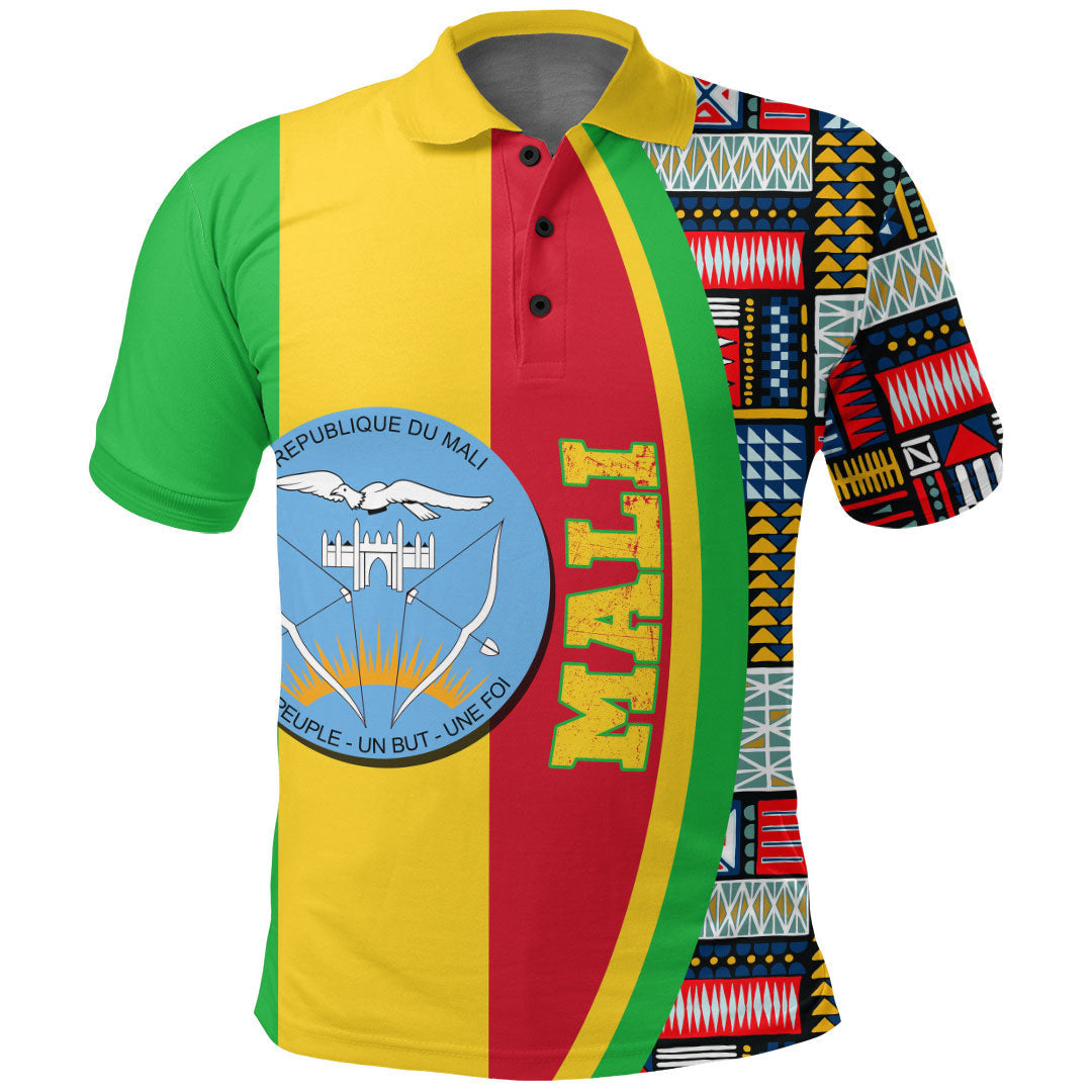 Mali Flag and Kente Pattern Polo Shirt